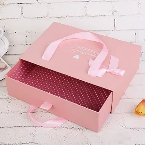 Customized Logo Luxury Drawer Packaging Paper Box With Handle Gift Box