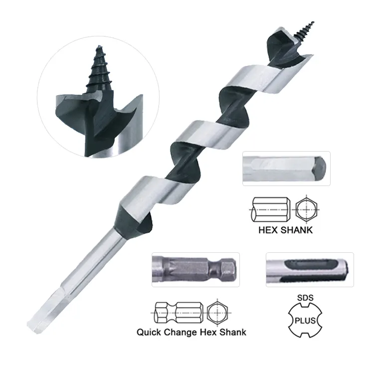 Hex Shank Screw Point Wood Auger Drill Bits for Wood Beam Drilling brocas para perforar pozos agua