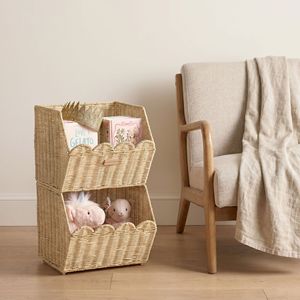 Rattan Storage <b>Basket</b> <b>Large</b> Stackable Desktop Organizer For Books And Sundries Eco Friendly Rectangle Shape L Size - Product Image 3