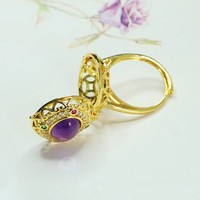 Aiyu – Ensemble pendentif et bague en améthyste naturelle style sachet, vente en gros, approvisionnement e-commerce en direct