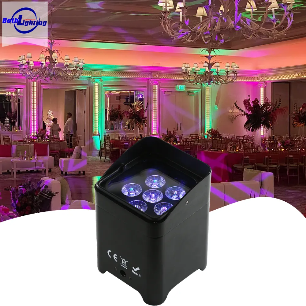 Luzes de eventos de clube de casamento DMX sem fio com bateria de LED inteligente DJ S6 6*18W Uplights 6*18W