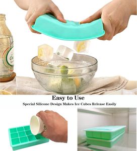 Flexible Eco-Friendly <b>Silicone</b> Ice Cream <b>Tool</b> with 15 Cubes Easy Release & Removable Lids - Product Image 3