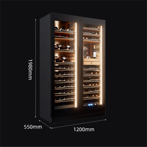 Réfrigérateur à vin de luxe de style moderne, double porte, design cave à vin, avec étagères en bois - Product Image 6