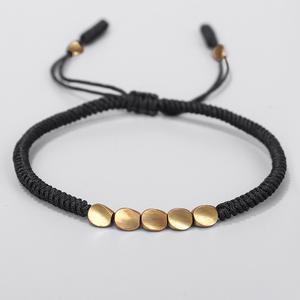 New Design Creative Handmade Braided Tibetan Buddhist Bracelet Irregular Copper <strong>Bead</strong> Lucky Rope Bracelet for Men Women Gifts - Product Image 4
