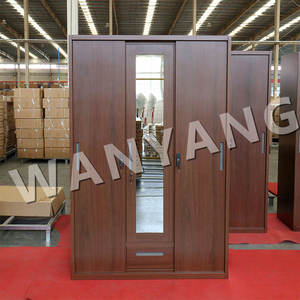 Garde-robe moderne en bois de couleur pour la maison garde-robe 3 portes Simple pour chambre à coucher rangement vêtements fer miroir <span class=keywords><strong>design</strong></span> métal acier armoire Philippines - Product Image 2