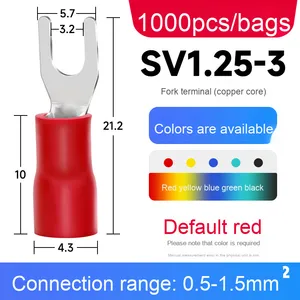 प्लास्टिक SV1.25-3 स्पड टर्मिनल ब्लॉक यू-आकार के कांटा और SV2-3 टर्मिनल ब्लॉक नाक के साथ कोल्ड-प्रेस्ड वायर प्रबंधन - Product Image 6