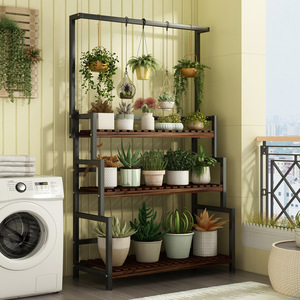 Support à fleurs/étagère à plusieurs niveaux, adapté aux balcons, aux salons, aux rebords de fenêtre et à une utilisation en intérieur ; fabriqué en fer forgé et - Product Image 1