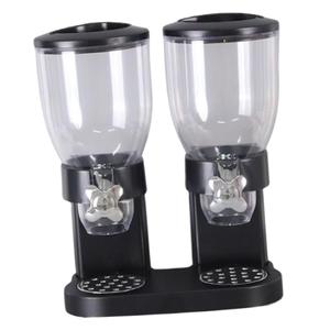 Distributore di cereali in acciaio doppio nero per la conservazione degli alimenti per la casa cucina e scuola Set di capacità 4L - Product Image 2