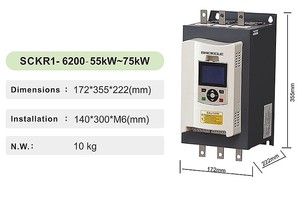 SHCKELE SCKR1-6200-075-Z ซอฟต์สตาร์ทเตอร์แบบออนไลน์สามเฟส 75KW โมดูลควบคุมอัจฉริยะ 100HP 220V/380V/440V/660V จอแสดงผล LCD แบบคู่ - Product Image 6