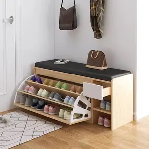 Entryway Meubelen Moderne Houten Schoenenrek Kast Kleine Schoen Opslag Bankje Met Zachte Zitkussen