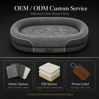 Coussin ovale pour chien, extérieur en velours côtelé, intérieur en mousse alvéolée, base antidérapante en caoutchouc, housse orthopédique amovible et lavable, OEM