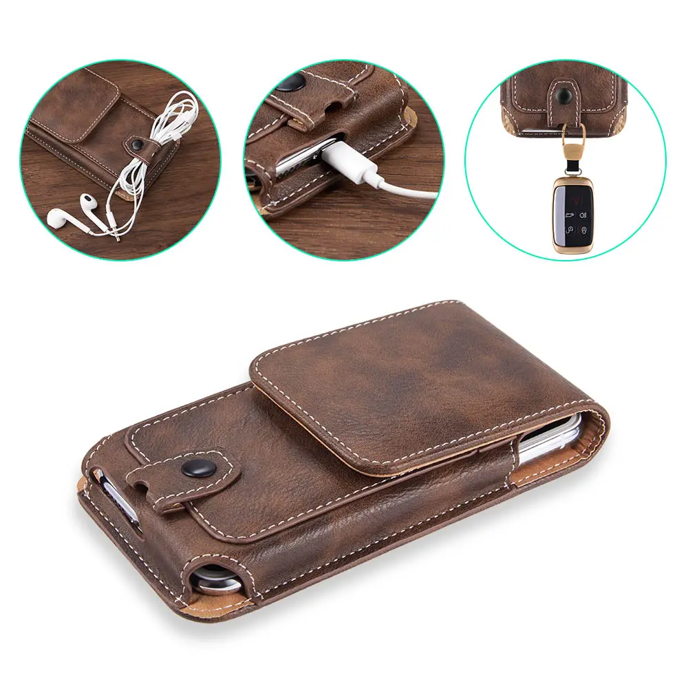 Universal Pouch Leather電話Case For iphone 11 Pro Max Waist Bag MagneticホルスターBelt ClipためS10 PLUS NOTE10 PRO