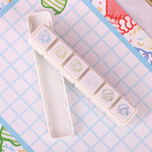 Kawaii стационарный журнал штамп креативная клавиатура с шестью Привязками к аккаунту мини-штамп заказной штамп резиновые штампы цветные штампы - Product Image 3