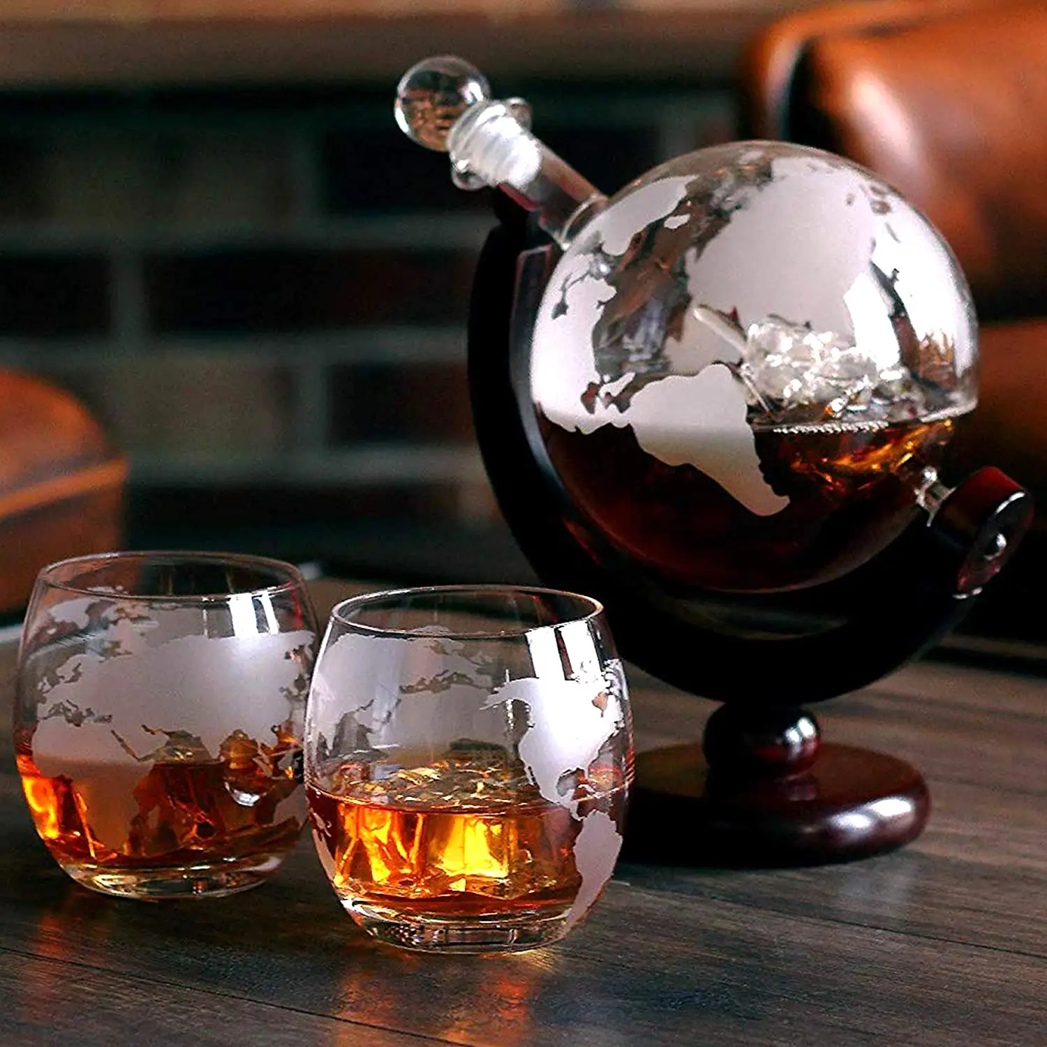 Bulk Oval Liquid Crystal Etched Earth Vodka Whiskey Glass Borosilicate Glass Single Wall Earth globe glass cup