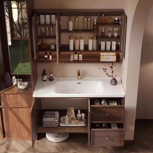 Modern wood Bathroom <b>Vanity</b> Unit with Ceramic Basin MDF & Lacquer Finish Wall-Mounted Toilet Washing <b>Table</b> and <b>Mirror</b> - Product Image 3