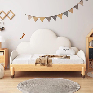 Letto per Bambini a Forma di Nuvola Estraibile Vendita Calda Letto per Bambini Estensibile in Legno Stile Crema Letto per Bambini Sicuro con Ringhiere - Product Image 2