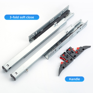 Glissière de <span class=keywords><strong>tiroir</strong></span> 3 voies en acier laminé à froid, à fermeture amortie, à ouverture par poussée, avec rail télescopique dissimulé et <span class=keywords><strong>amortisseur</strong></span> sous montant, pour salle à manger et chambre - Product Image 6