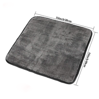 Serviette de nettoyage automobile en microfibre à boucles doubles torsadées 40x40cm 600GSM gris foncé, absorbante, pour séchage de peinture automobile et vitres