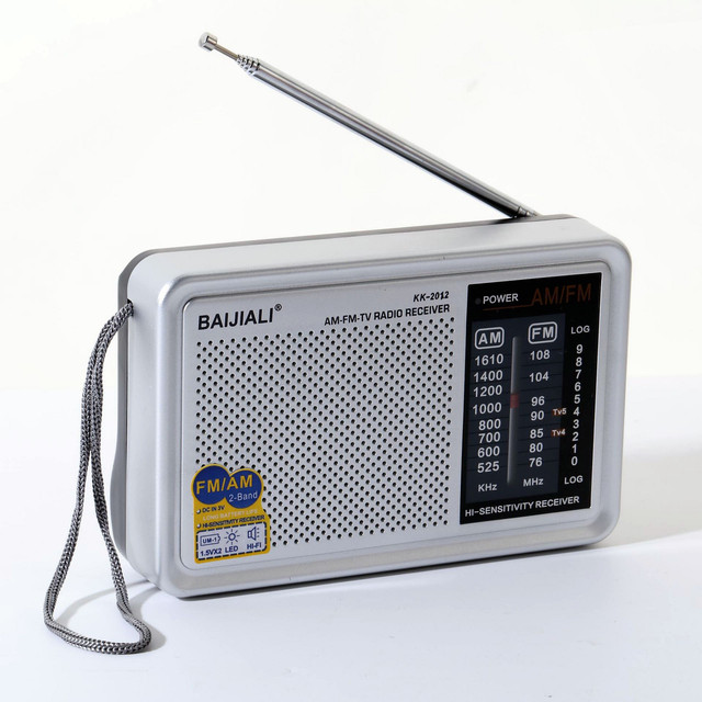 Mini Eco-Friendly Silver Portable AM/FM Radio with Built-In Speaker CE Certified UM-1 Powered for Gifts