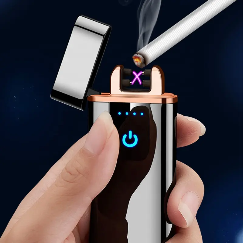 Sidik Jari Touch Switch USB Rechargeable Lighter Electric Merokok Korek Api Merokok Aksesoris dengan Korek Api Logo Kustom