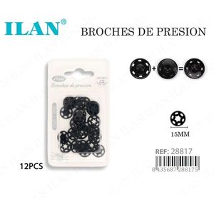 Ilan Chiusure a scatto 15mm nere 12 pezzi per riparazione abbigliamento - Product Image 3