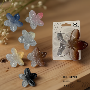 Hair Clip Pinza De Pelo Crystal Flower Shape 12 Pack Fashion Accessory - Product Image 3