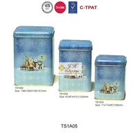 Ensemble de 3 boîtes de Noël carrées imbriquées JH Conteneur cadeau de biscuits au café et au thé avec logo personnalisé Excellente conception pour l'utilisation artisanale de bougies
