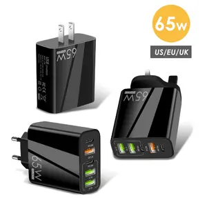 Neues PD65W-Ladegerät Schnell ladung QC3.0 Schnelles USB-Ladegerät 65W 5 V4A PD 3USB Multi-Port-Adapter aufladen