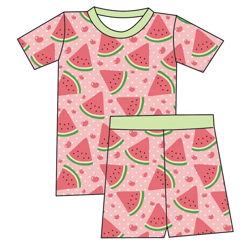 Qingli Oem Slaper Baby Pyjama Top En Korte Broek Custom Mama En Baby Pyjama