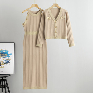 Conjunto de Tricô Feminino de 3 Peças Bestseller Primavera: Cardigã, Colete e Vestido - Estilo Elegante e <span class=keywords><strong>Casual</strong></span> para o Dia a Dia - Product Image 5