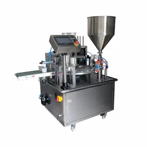 automatic rotary disc ice cream cups drinks water filler plastic cup filling and sealing machine