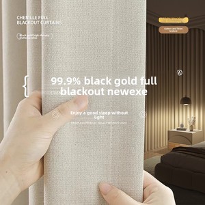 Rideau occultant moderne personnalisable noir, or et crème pour chambre à coucher, salon, balcon et fenêtre en baie - Product Image 1