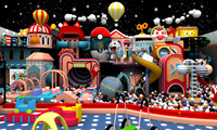 Aire de jeux intérieure à thème de dessin animé Dream Town Hanlin, château gonflable avec toboggan et piscine à balles, certifiée CE pour 200 enfants, idéale pour les centres commerciaux