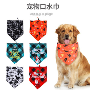Babero multiusos para mascotas, bufanda triangular navideña, calentador de cuello para gatos, diseño a cuadros de Papá Noel, decoración adorable, artículos para mascotas - Product Image 4