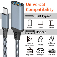 Nuevo Cable USB 3.1 Tipo-C Macho-Hembra con Adaptador RCA, Revestimiento de PVC y Blindaje Trenzado para Computadora, Disponible en Stock