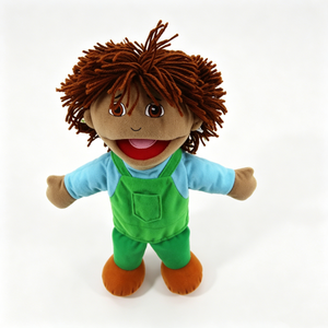Marioneta de mano personalizada con boca móvil, marioneta de mano de niño afroamericano, marioneta de niño ventrilucionista - Product Image 5