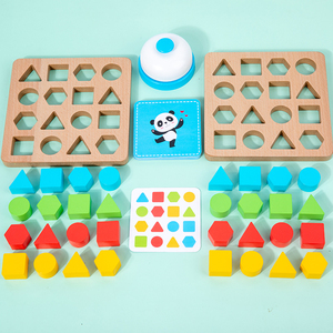 Juego de mesa de madera para niños, formas geométricas <span class=keywords><strong>versus</strong></span> bloques de construcción, Educación Temprana, juguetes de madera para bebé - Product Image 5