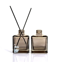 Grande Bouteille Vide de Luxe pour Diffuseur, en Verre Mat Noir avec Bouchon à Vis, Bouteille de Diffuseur en Verre Transparent avec Bâtonnets