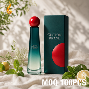 Perfume de Lujo de Larga Duración con Aroma a Manzana, Etiqueta Privada, Botella Degradada Verde Azulado, OEM ODM, Logotipo Personalizado, Tapa Roja, EDP Intenso - Product Image 1