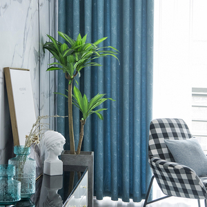 Factory Supply Blue <strong>Blackout</strong> Jacquard <strong>Curtains</strong> for Living Room Polyester Nordic Modern Solid <strong>Color</strong> <strong>Curtain</strong> Fabrics - Product Image 4
