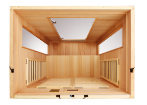 Modern 2 Person Solid Hemlock Infrared Sauna Room for Home Spa 1 Year Warranty Wooden Indoor Cabin with Color LED Light - Product Image 2