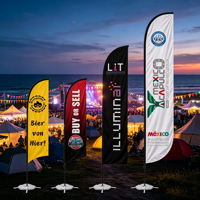 Drapeau publicitaire personnalisé en forme de larme avec piquet de sol et base en croix pour publicité extérieure, drapeau plume de plage