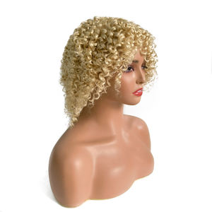 Peluca femenina rizada Rubia de cabello humano virgen natural de piel de PU transparente de encaje suizo completo - Product Image 2