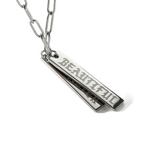 Collar personalizado de acero inoxidable con logotipo láser para hombre y mujer, collar con nombre de pareja - Product Image 2