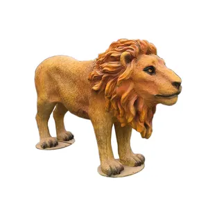 Life Size Animal Sculpture Statue Fiberglass Lion Statue Figure Model For Zoo Park