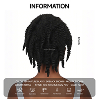Queue de cheval synthétique courte Marley à cordon de serrage, douce, à clipser, style afro bouclé crépu pour usage quotidien