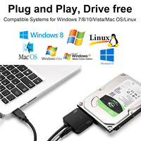 Adaptateur SATA vers USB 3.0, ensemble de câbles convertisseurs pour disques durs externes 2,5 et 3,5 pouces HDD SSD UASP avec alimentation