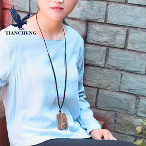 Collar de Cuentas de Madera con Cadena Larga y Piedra Natural Vintage para Mujer - Product Image 3