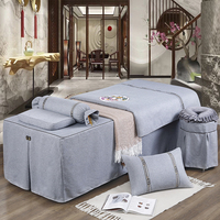 Ensemble de 4 housses de lit de luxe en cachemire, coton et chanvre pour salon de beauté et massage thérapeutique