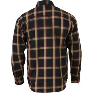 2025 Leather MNG11669 <b>Men's</b> Long Sleeve Cotton Flannel <b>Shirt</b> Black and Yellow with <b>Red</b> Accents - Product Image 1